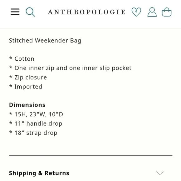 NWT Anthropologie Stitched Weekender Bag - Picture 4 of 7